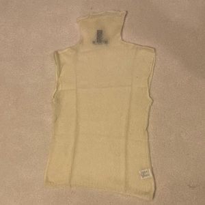 Light Yellow Wide Knit Turtleneck Tank Top